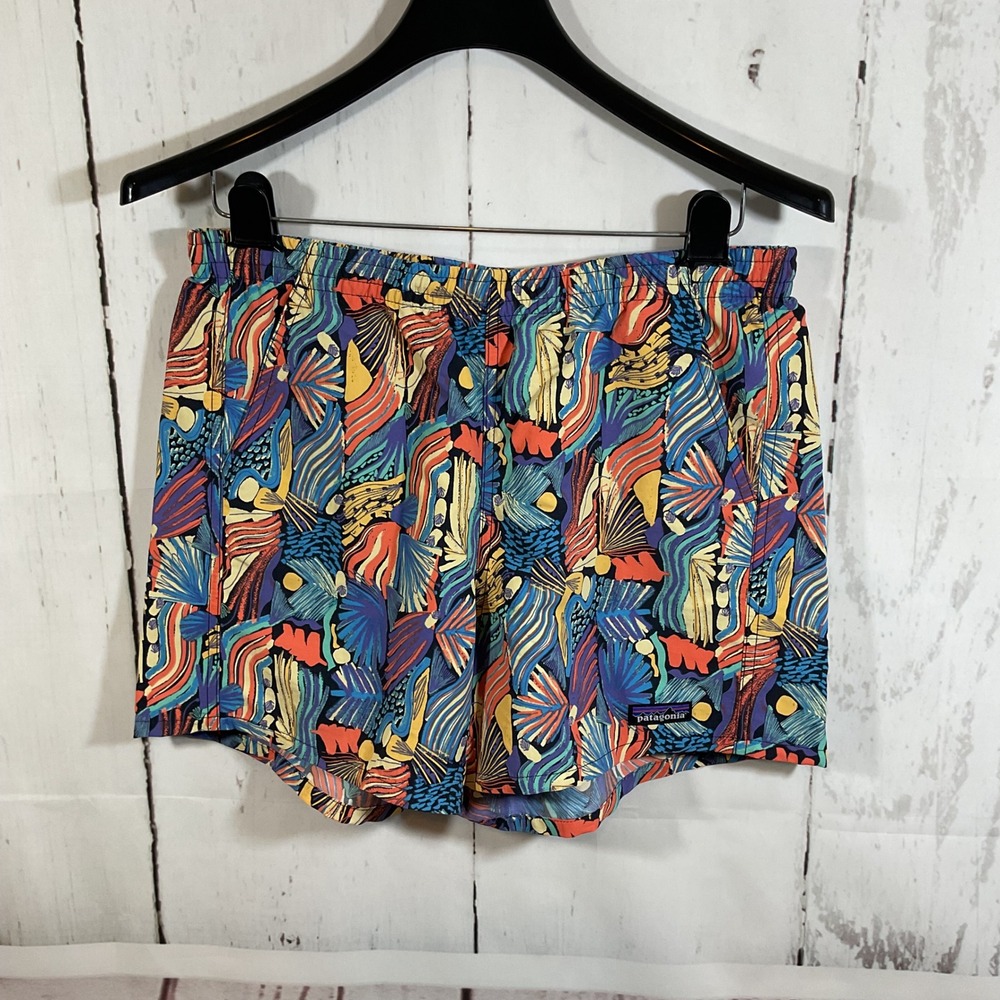 Patagonia Baggies Shorts Womens M Multi Color Abstract Print 4" Hybrid Swim